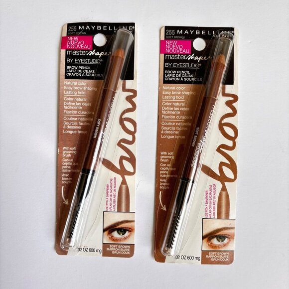 Maybelline Master Shape Brow Pencil #255 Soft Brown 0.05 Oz 2 Pack - Picture 1 of 2